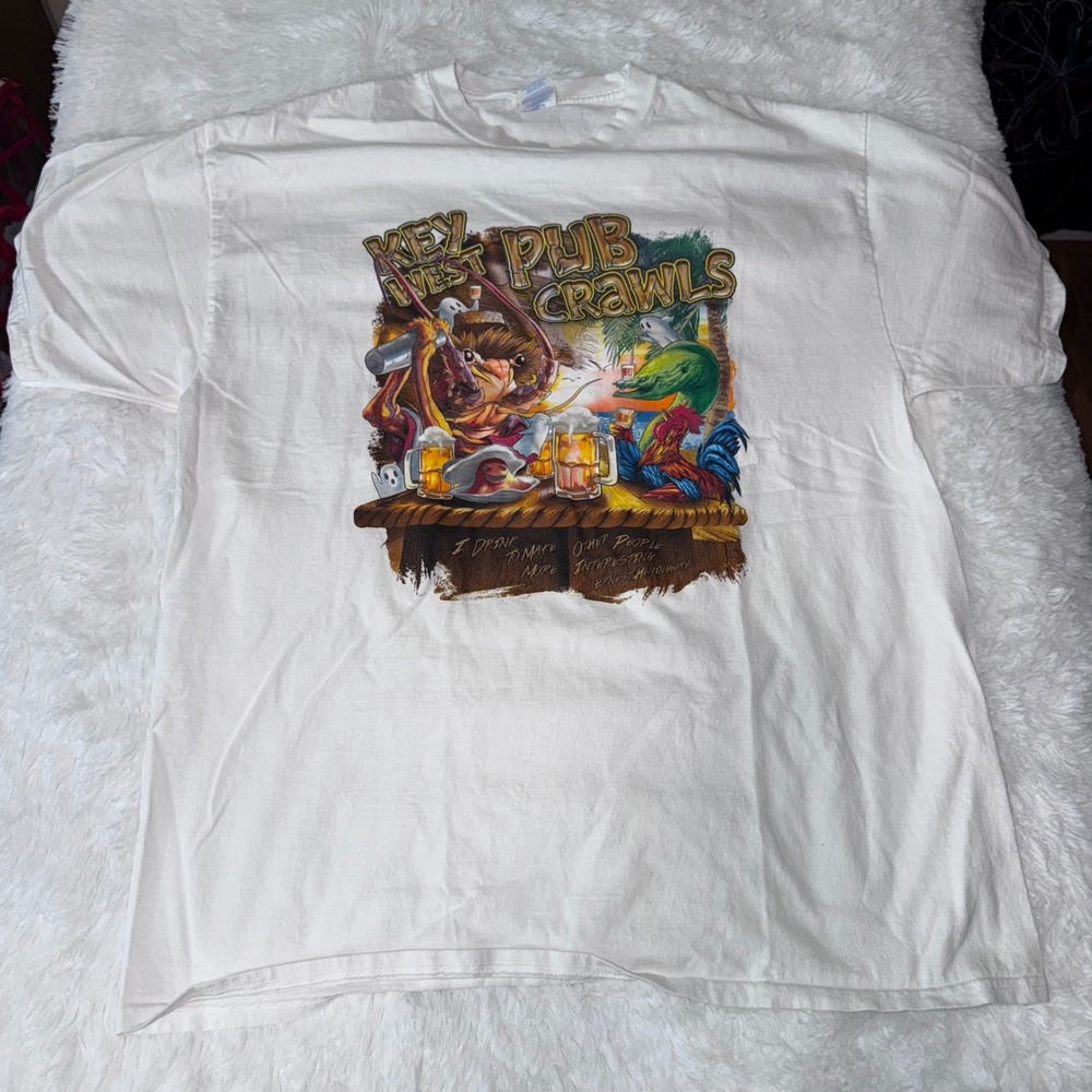 Key West Pub Crawls Graphic T Shirt Port & Company XL Mens White